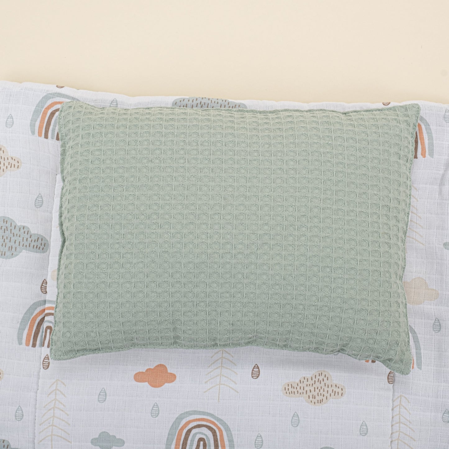 Double Sided Changing Pad and Pillow - Yeşil Petek - Yeşil Gökkuşağı