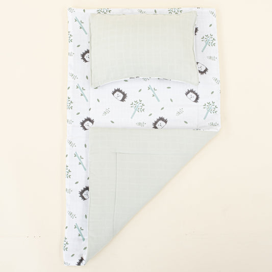 Double Sided Changing Pad and Pillow - Açık Yeşil Muslin - Kirpi