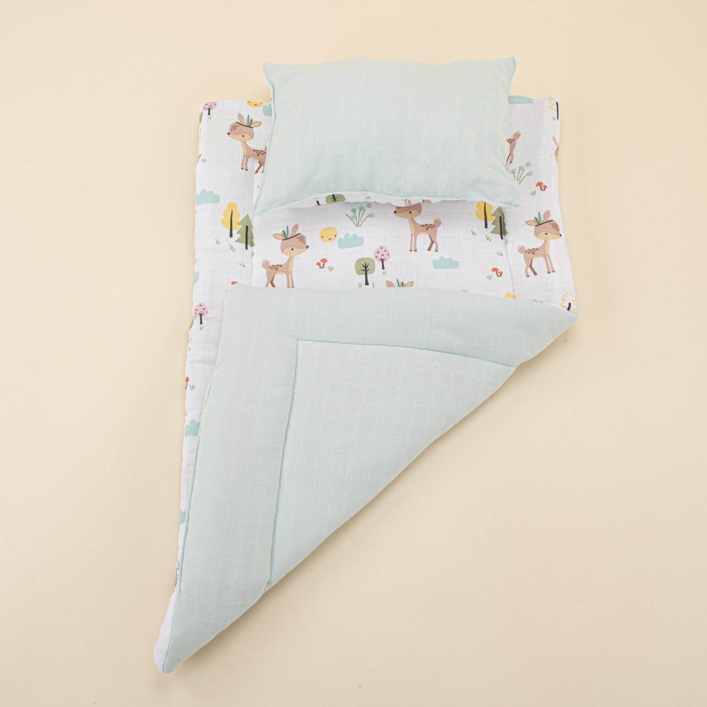 Double Sided Changing Pad and Pillow - Mint Muslin - Ceylan