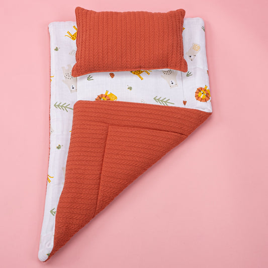 Double Sided Changing Pad and Pillow - Kiremit Örgü - Aslan