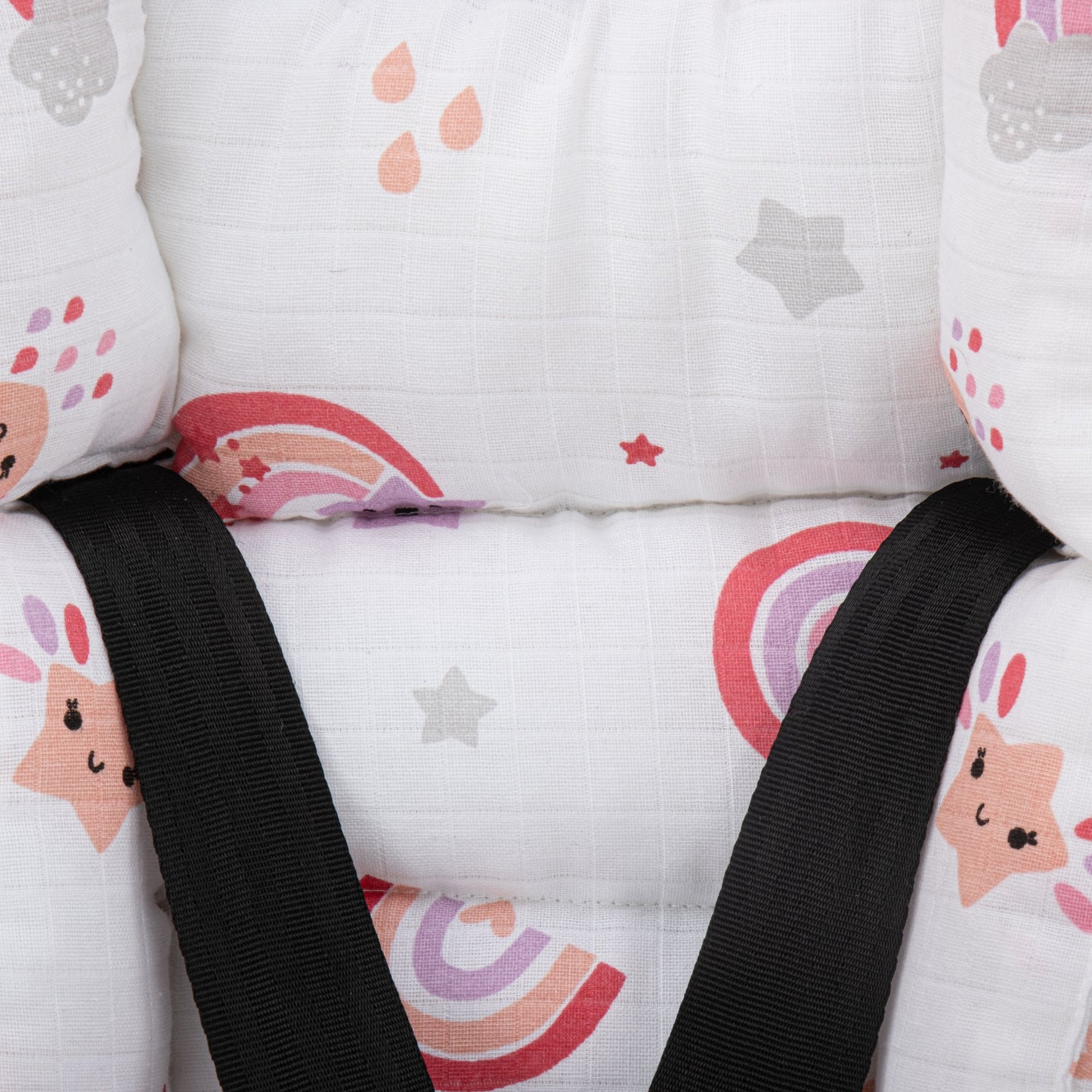 Stroller Cover Set - Double Side - Pembe Muslin - Bebe Pembe Gökkuşağı