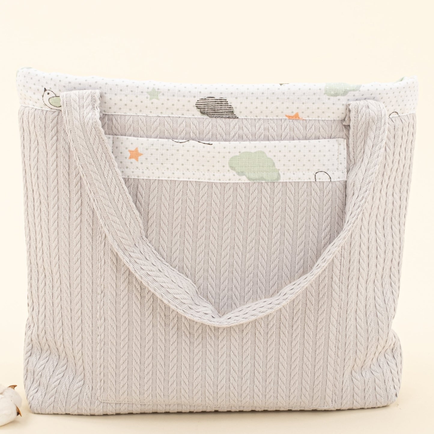 Baby Care Bag - Açık Gri Örgü - Kuş