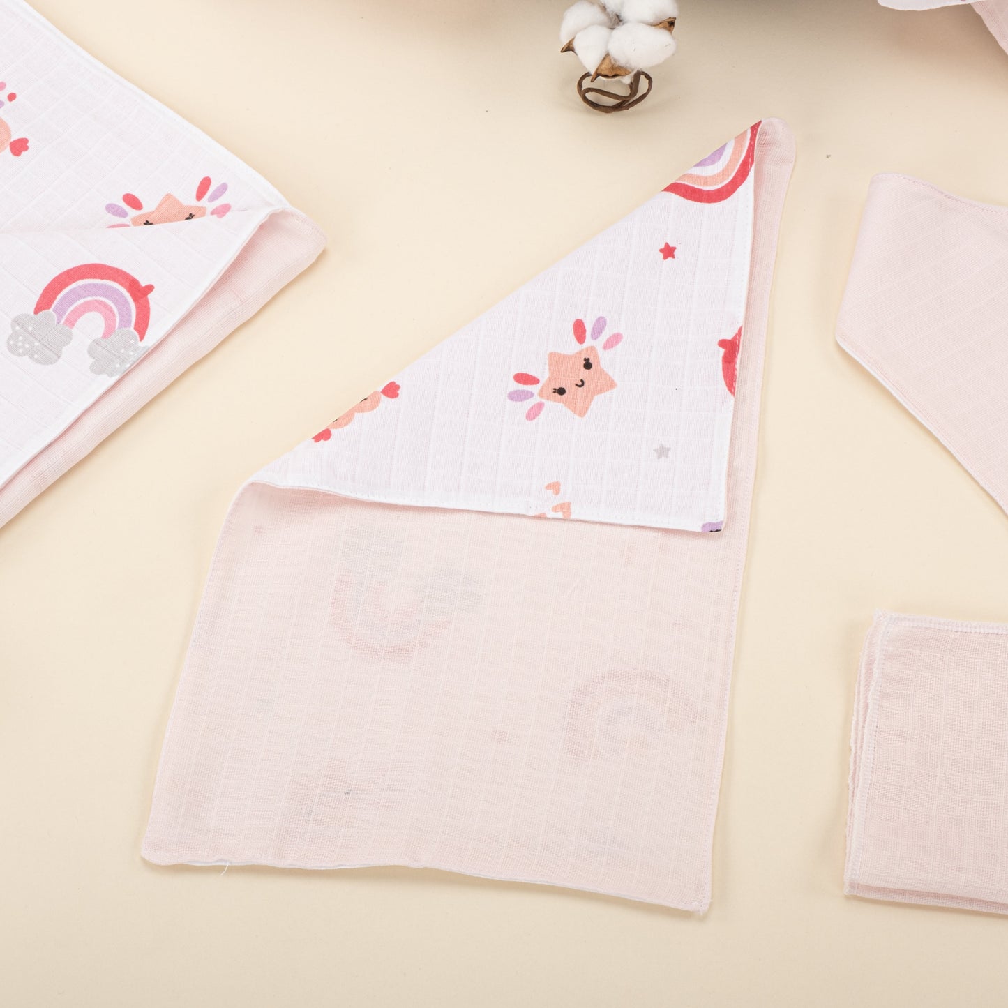 11 Piece - Newborn Sets - Double Sided - Seasonal - Pembe Müslin - Pembe Gökkuşağı