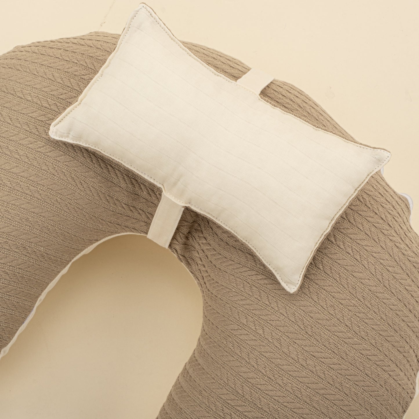 Double Sided Breastfeeding Pillow - Taş Örgü - Krem Muslin