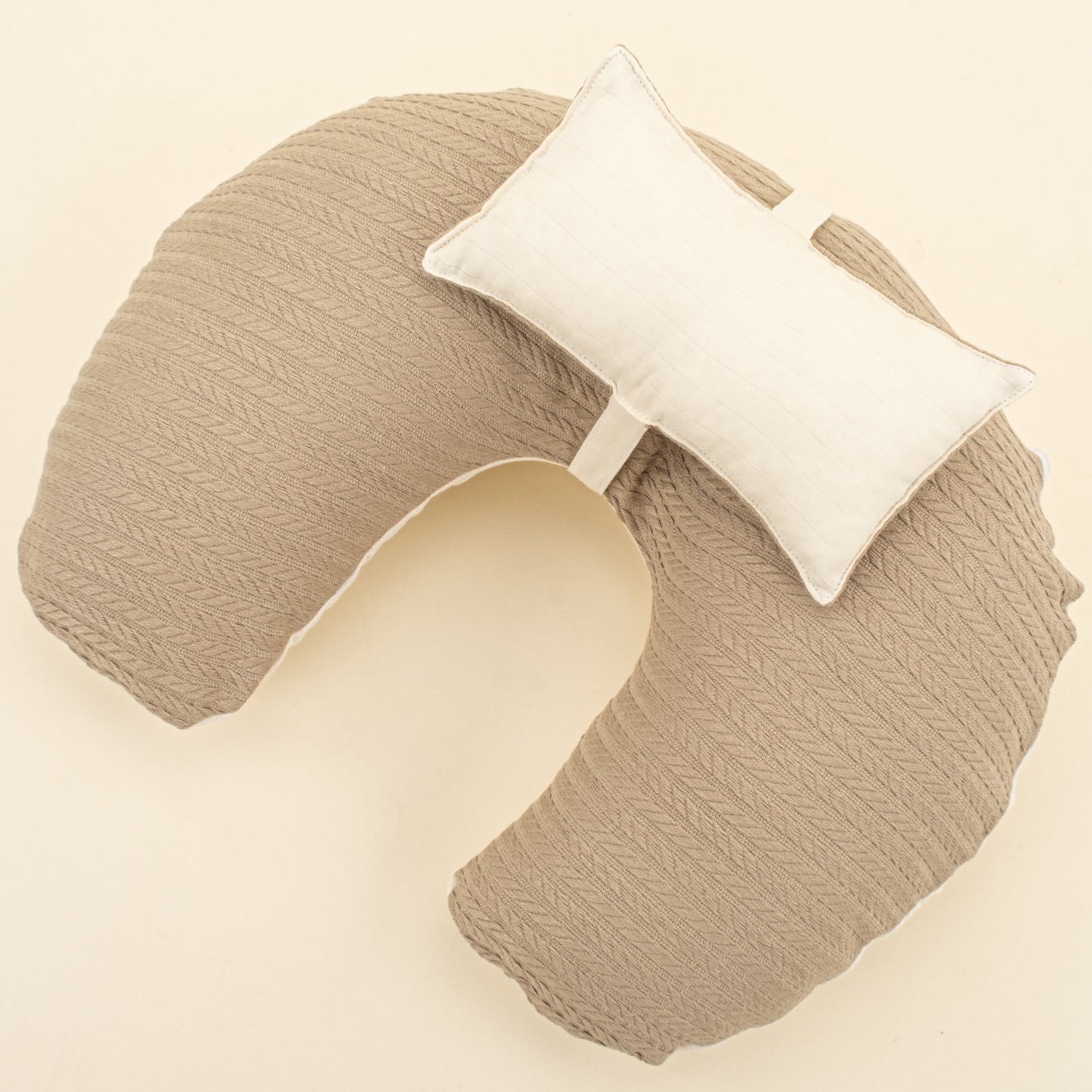 Double Sided Breastfeeding Pillow - Taş Örgü - Krem Muslin