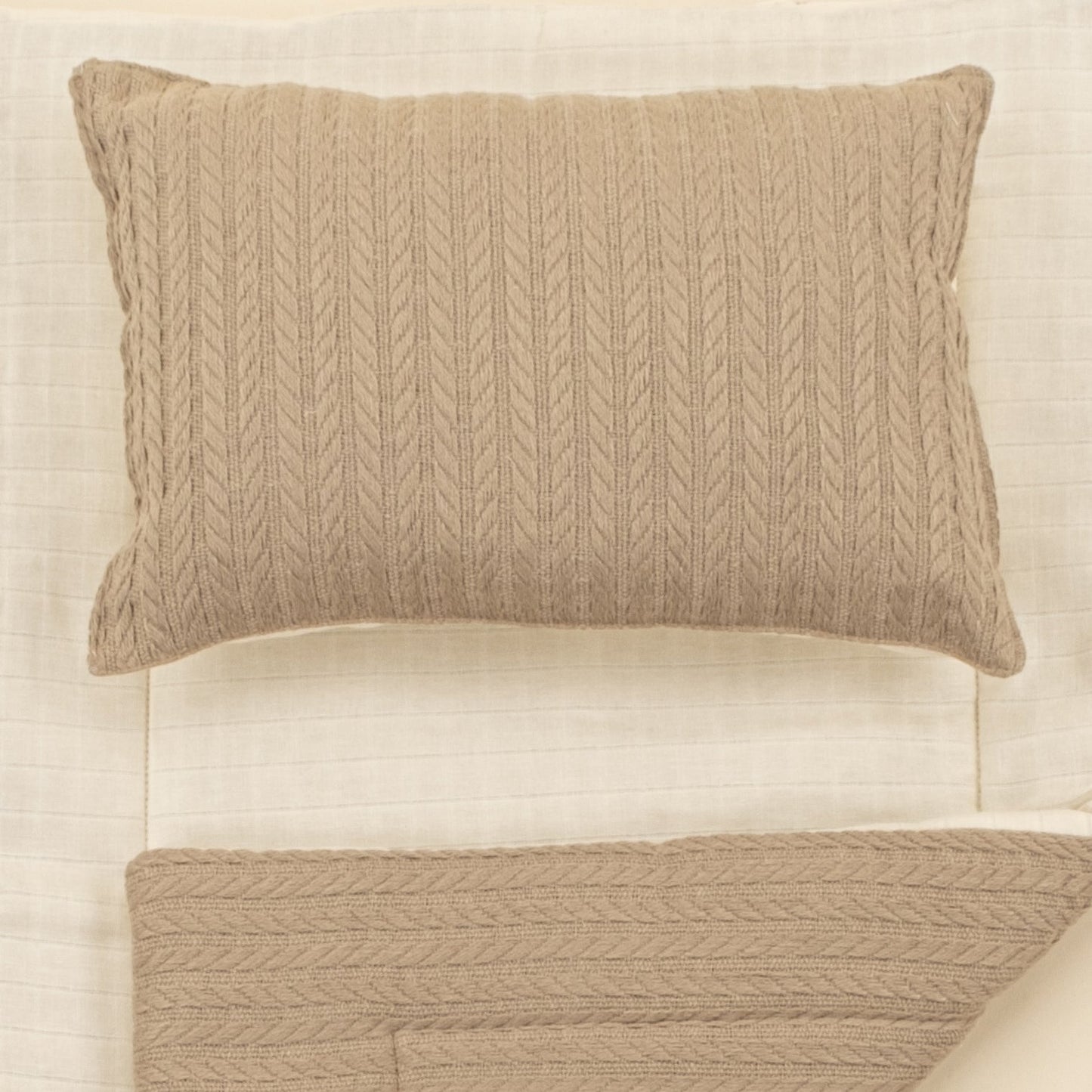 Double Sided Changing Pad and Pillow - Taş Örgü - Krem Muslin