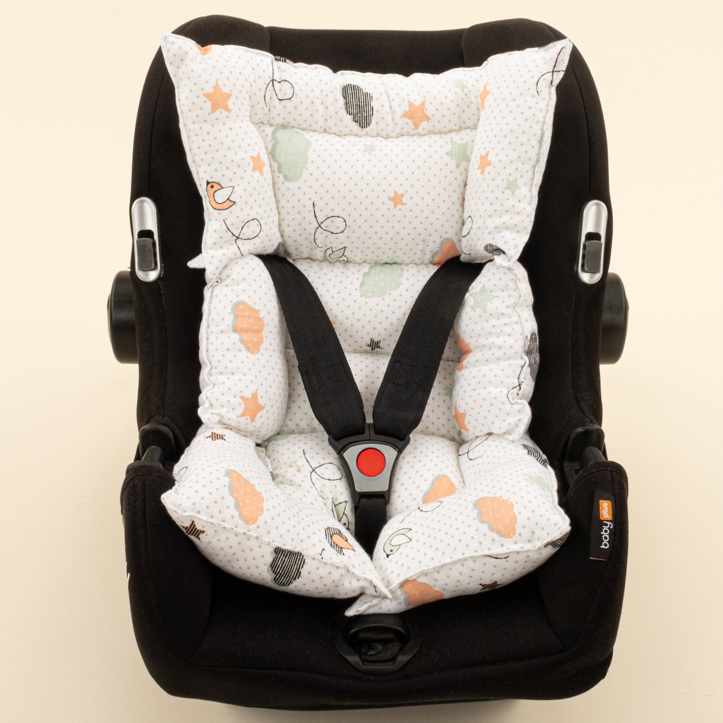 Stroller Cover Set - Double Side - Açık Gri Örgü - Kuş