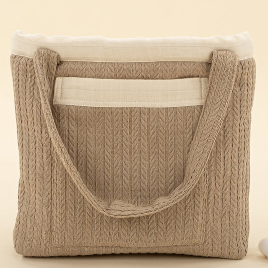 Baby Care Bag  - Taş Örgü - Krem Muslin