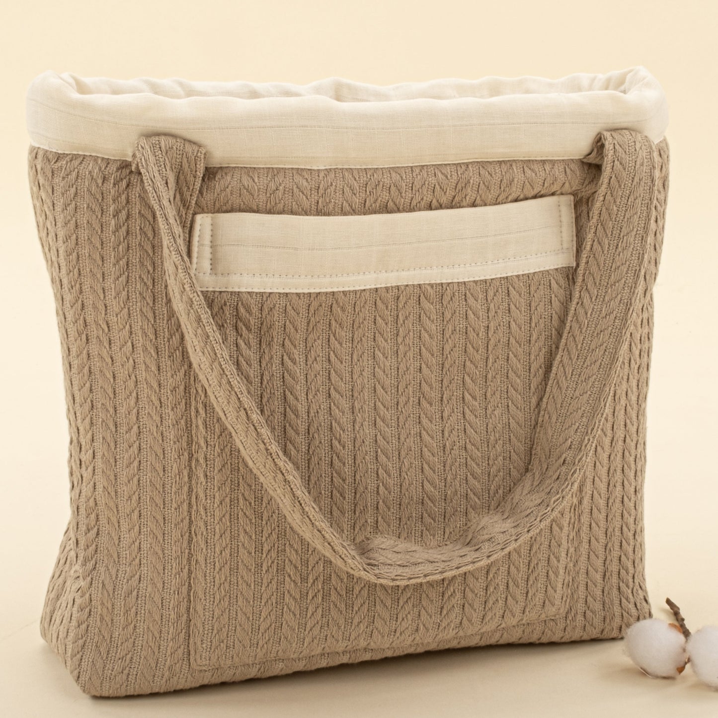 Baby Care Bag  - Taş Örgü - Krem Muslin