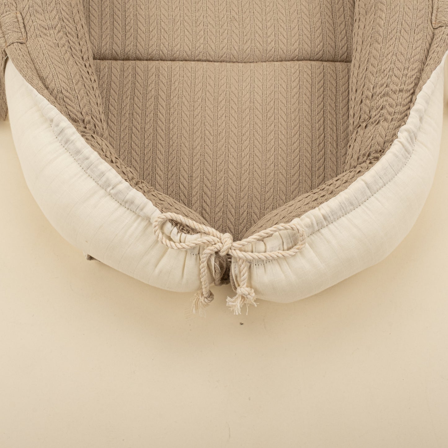 Babynest and Pillow - Çift Taraflı - Taş Örgü - Krem Muslin