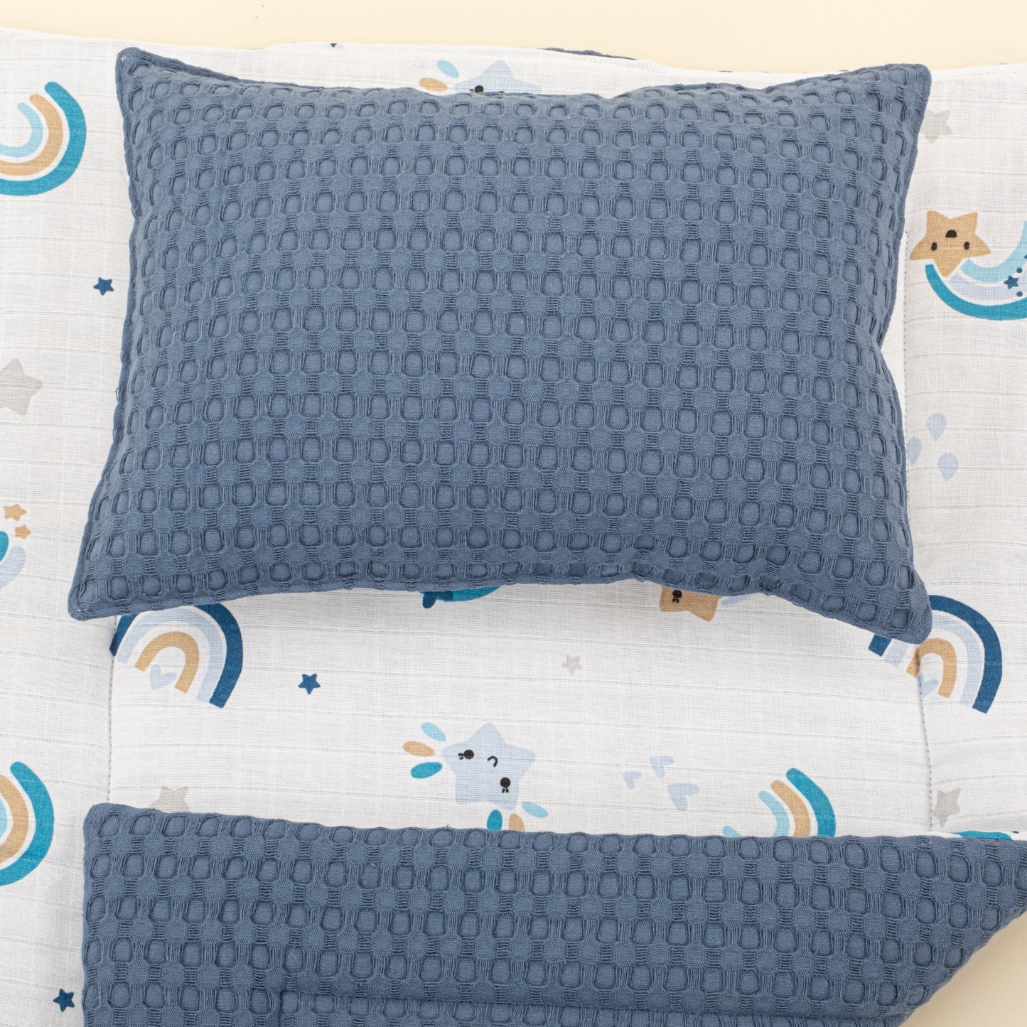 Double Sided Changing Pad and Pillow -  İndigo Havuz - Mavi Gökkuşağı