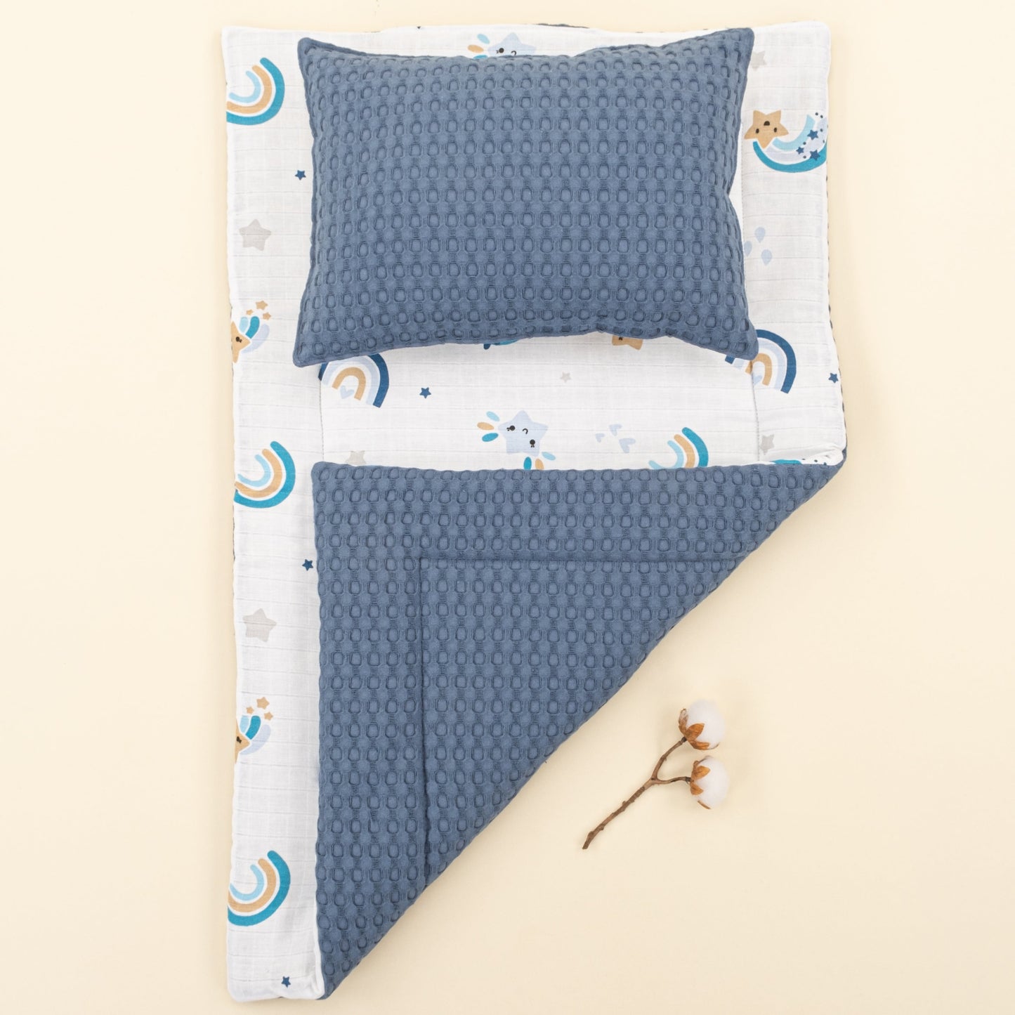 Double Sided Changing Pad and Pillow -  İndigo Havuz - Mavi Gökkuşağı