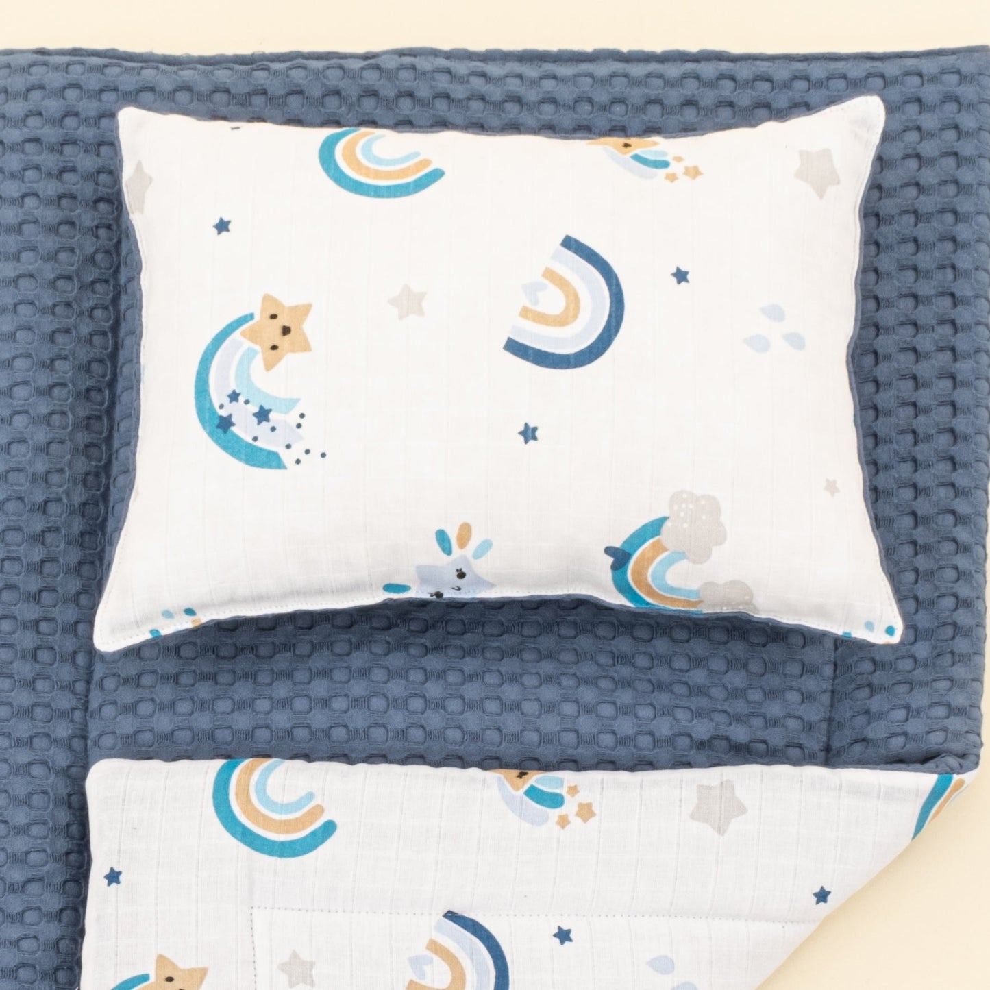 Double Sided Changing Pad and Pillow -  İndigo Havuz - Mavi Gökkuşağı