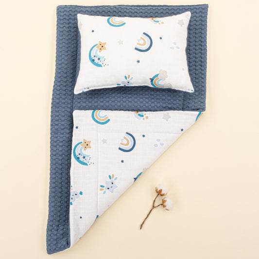 Double Sided Changing Pad and Pillow -  İndigo Havuz - Mavi Gökkuşağı