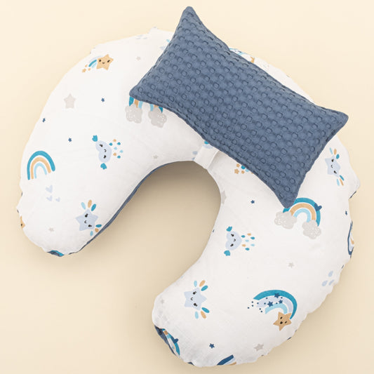 Double Sided Breastfeeding Pillow - İndigo Havuz - Mavi Gökkuşağı