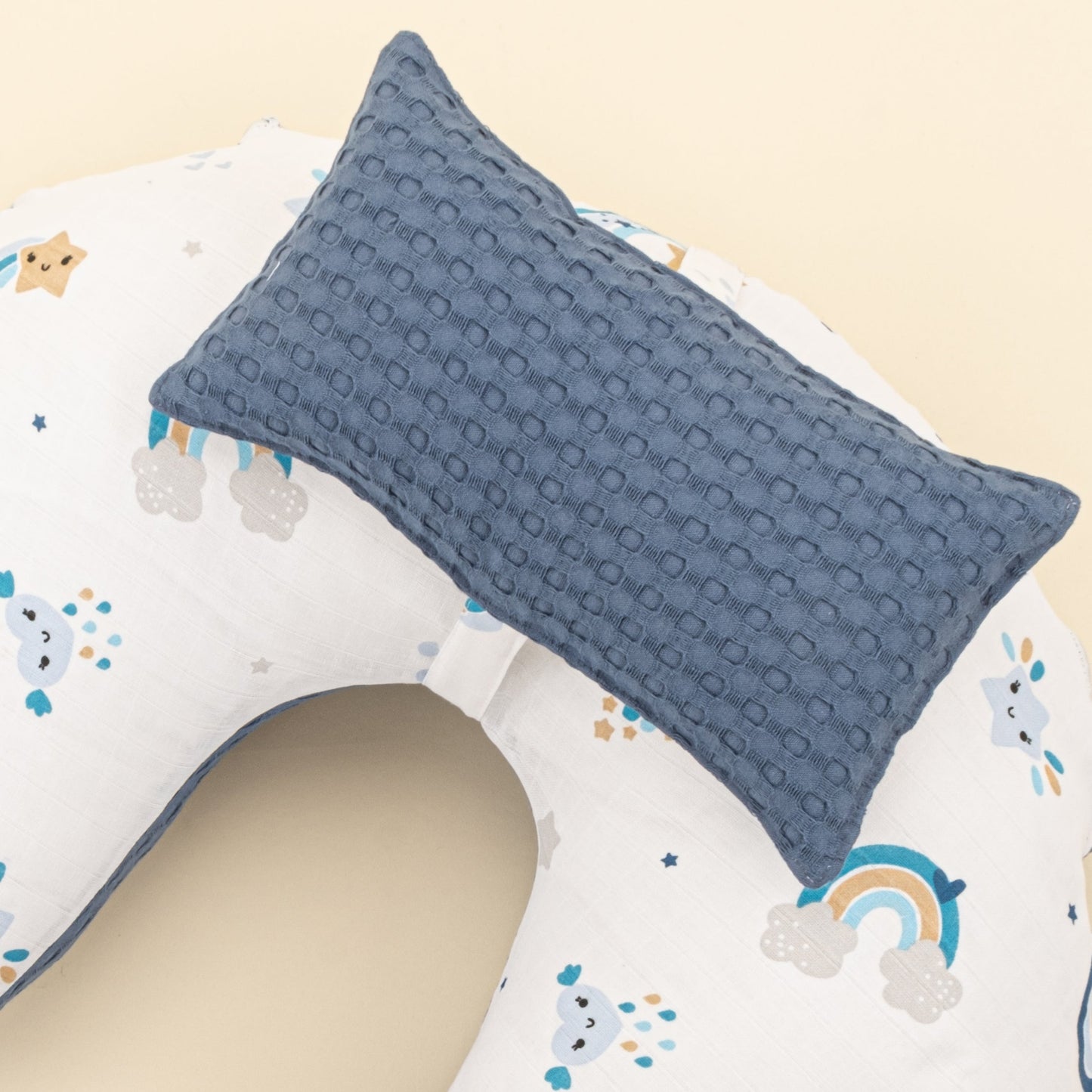 Double Sided Breastfeeding Pillow - İndigo Havuz - Mavi Gökkuşağı