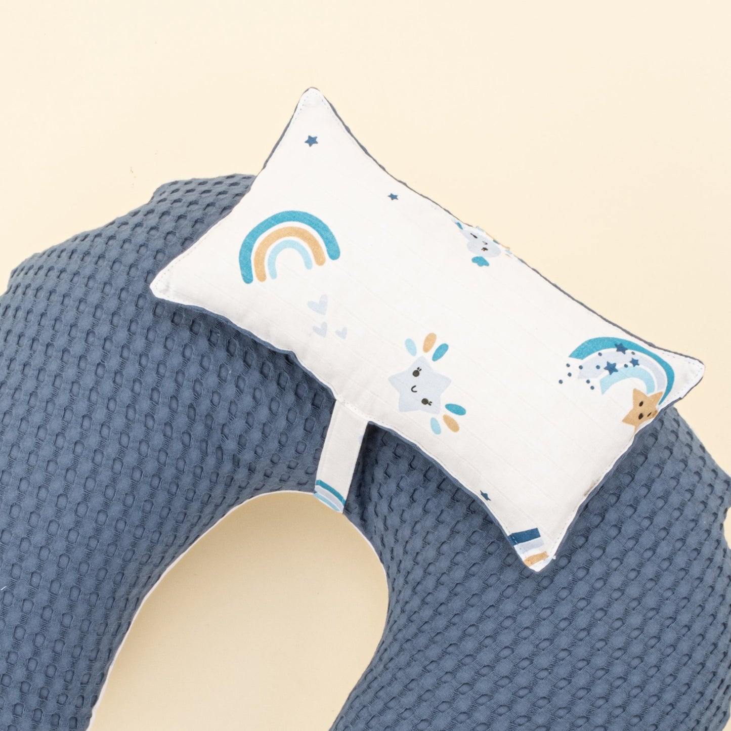 Double Sided Breastfeeding Pillow - İndigo Havuz - Mavi Gökkuşağı