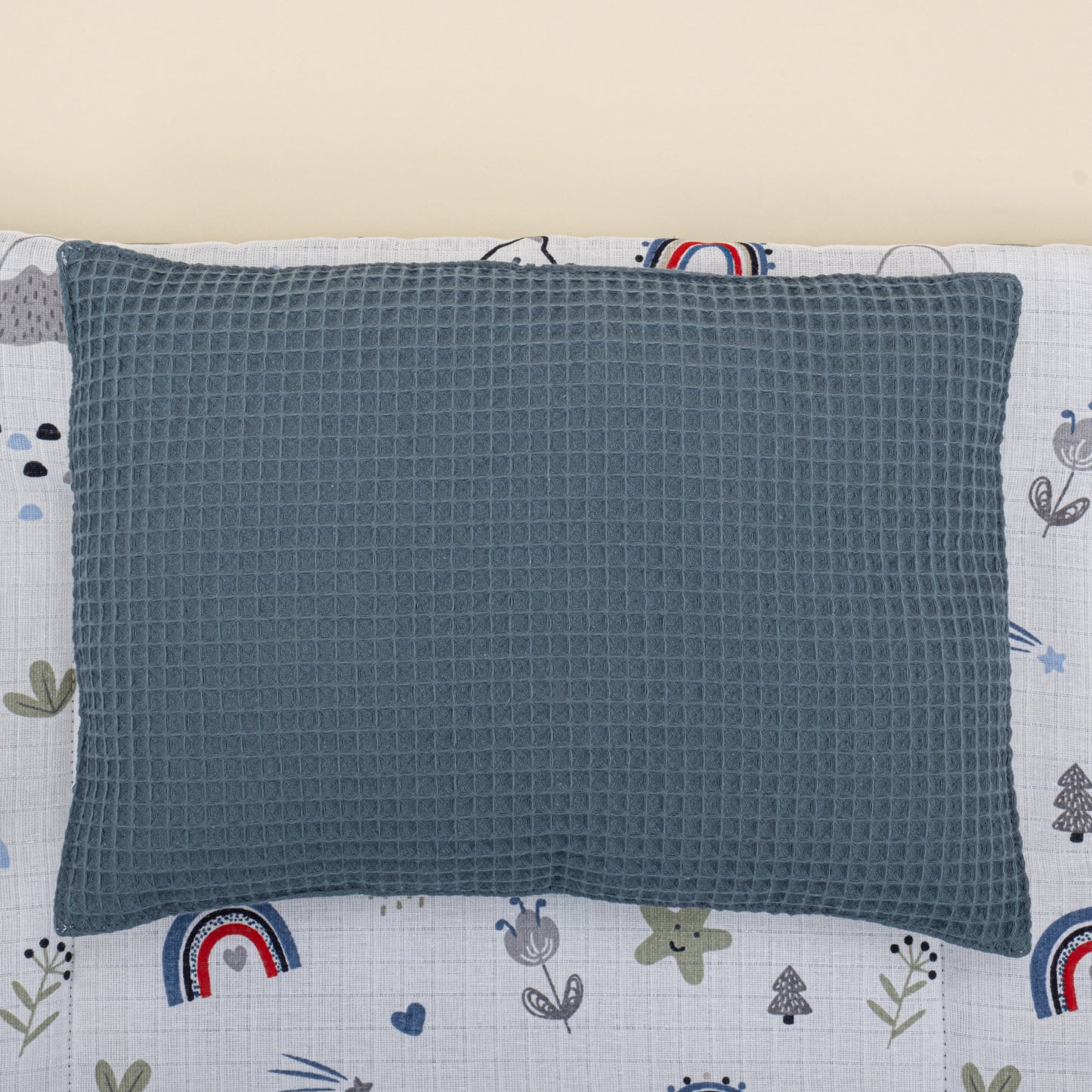 Double Sided Changing Pad and Pillow  - Koyu Mavi Petek - Mavi Kedi