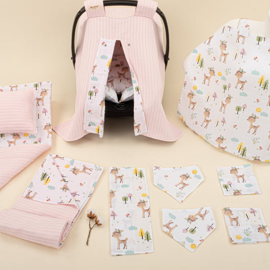 11 Piece - Newborn Sets - Double Sided - Winter - Şeker Pembe Örgü - Ceylan