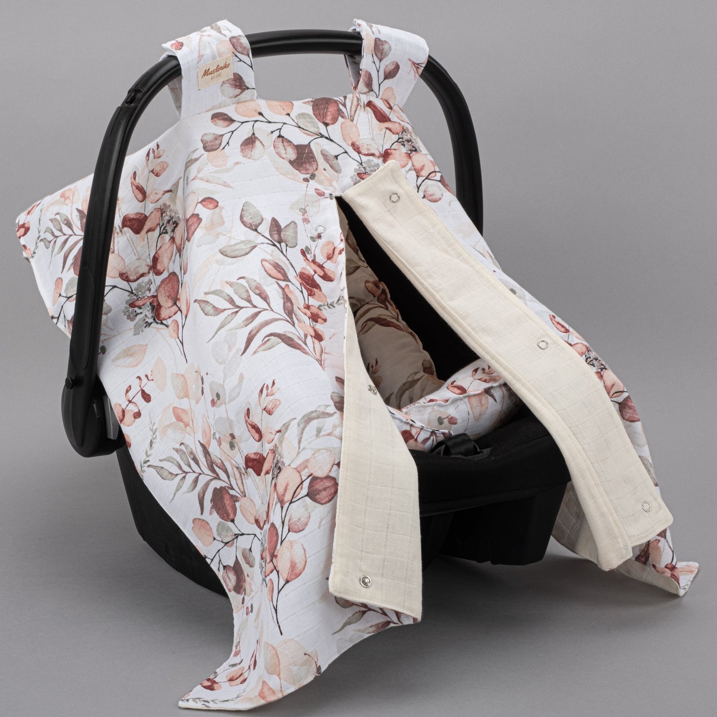 Stroller Cover Set - Double Side - Krem Muslin - Sonbahar Yaprakları