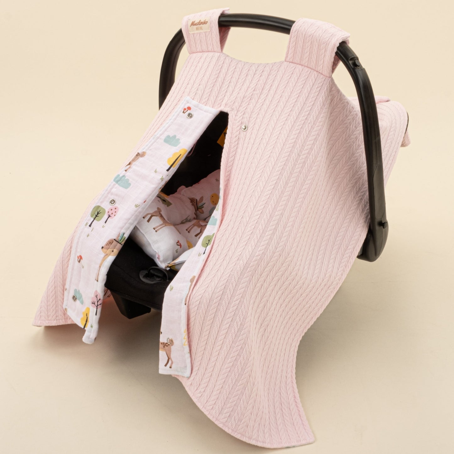 Stroller Cover Set - Double Side - Şeker Pembe Örgü - Ceylan