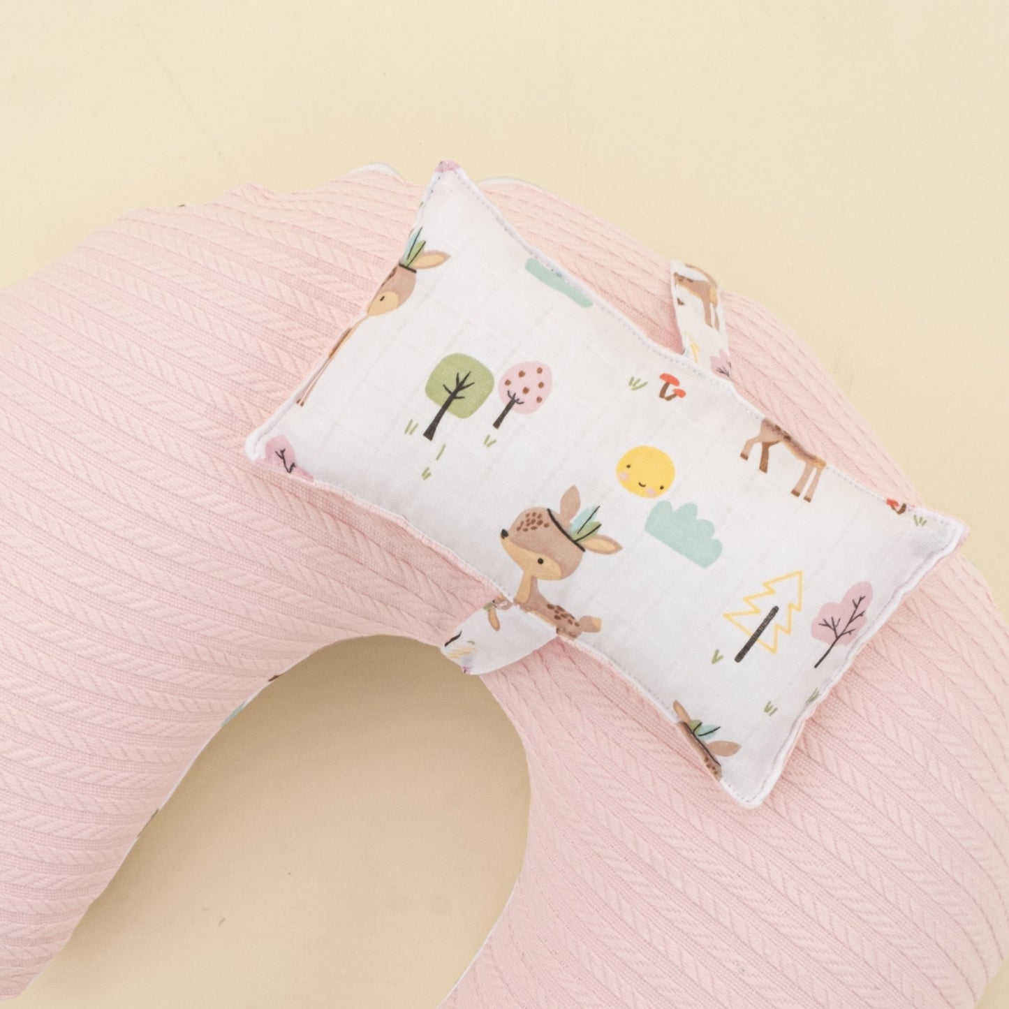 Double Sided Breastfeeding Pillow - Şeker Pembe Örgü - Ceylan