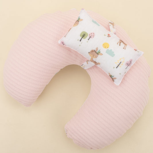 Double Sided Breastfeeding Pillow - Şeker Pembe Örgü - Ceylan