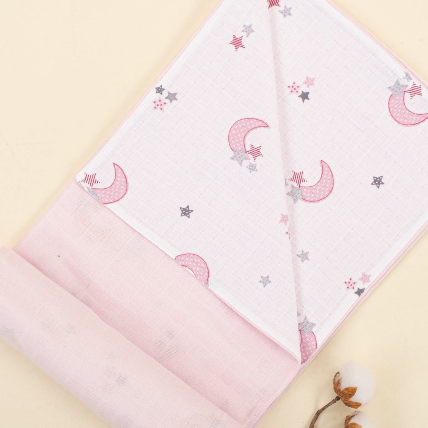 Double Side Muslin Cover - Bebe Pembe Muslin - Pembe Ay