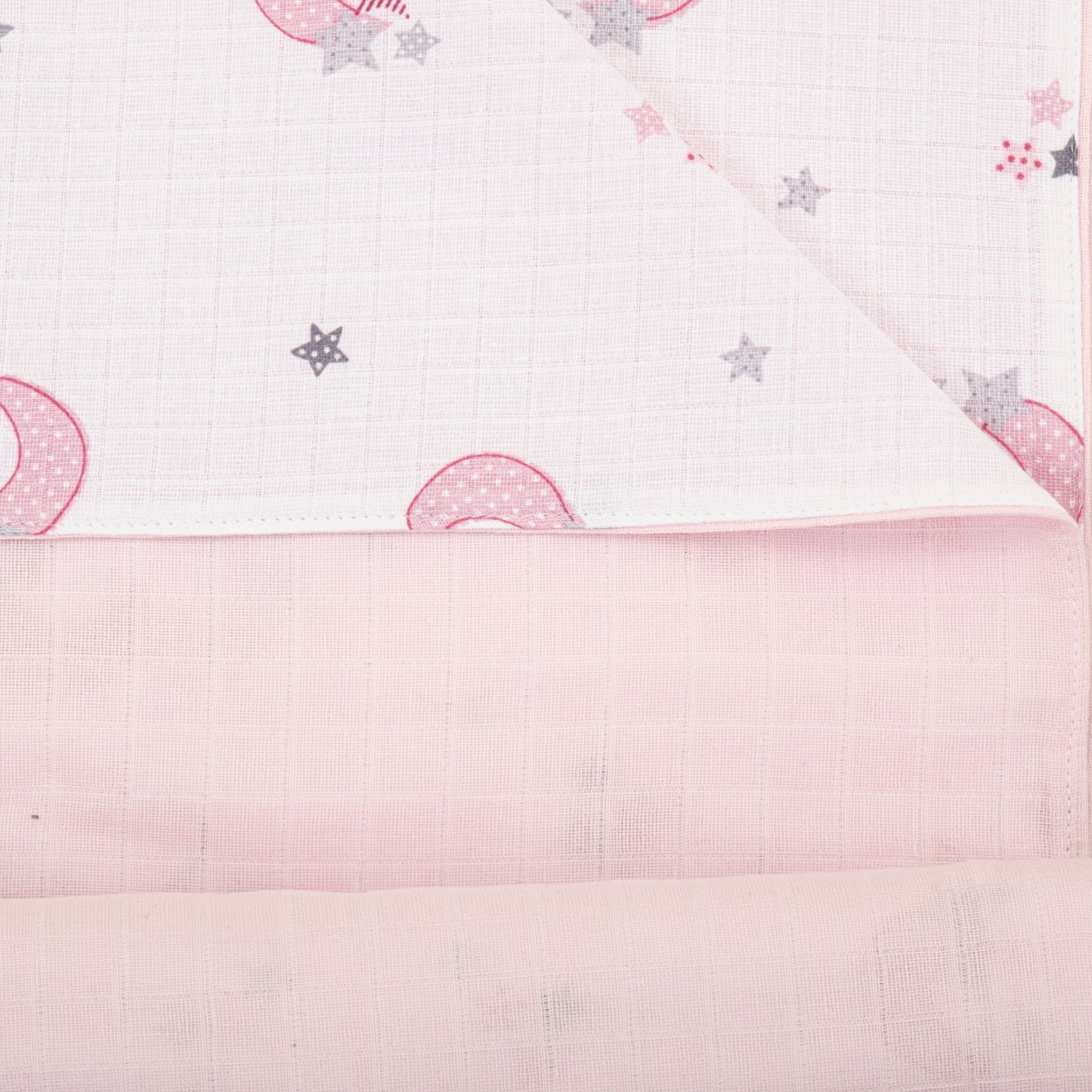 Double Side Muslin Cover - Bebe Pembe Muslin - Pembe Ay