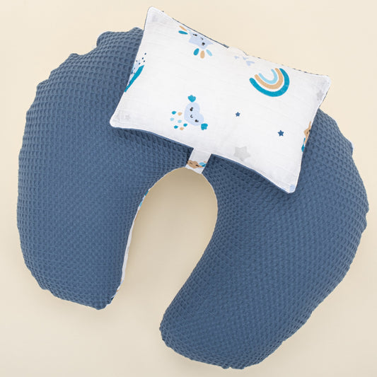 Double Sided Breastfeeding Pillow - İndigo Petek - Mavi Gökkuşağı