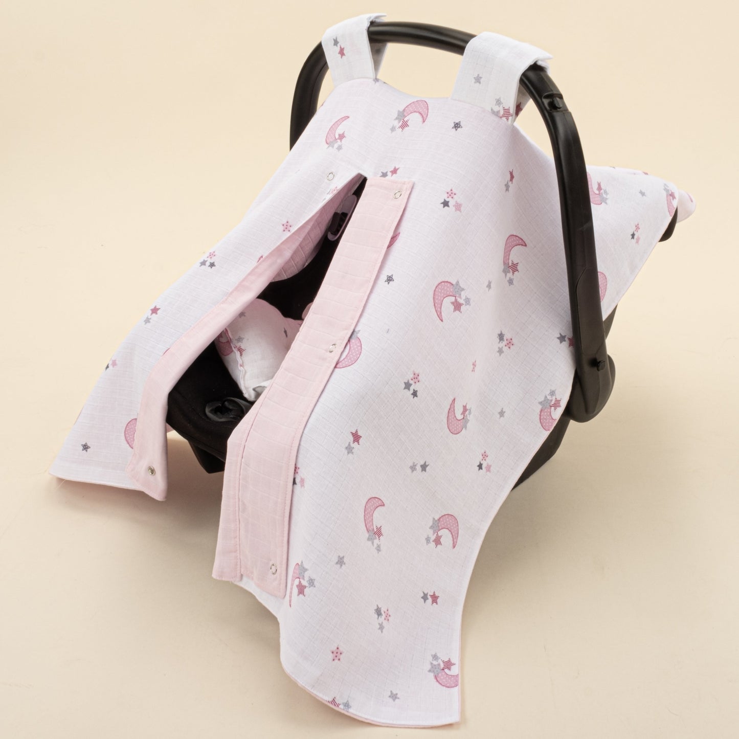 Stroller Cover Set - Double Side - Bebe Pembe Muslin - Pembe Ay