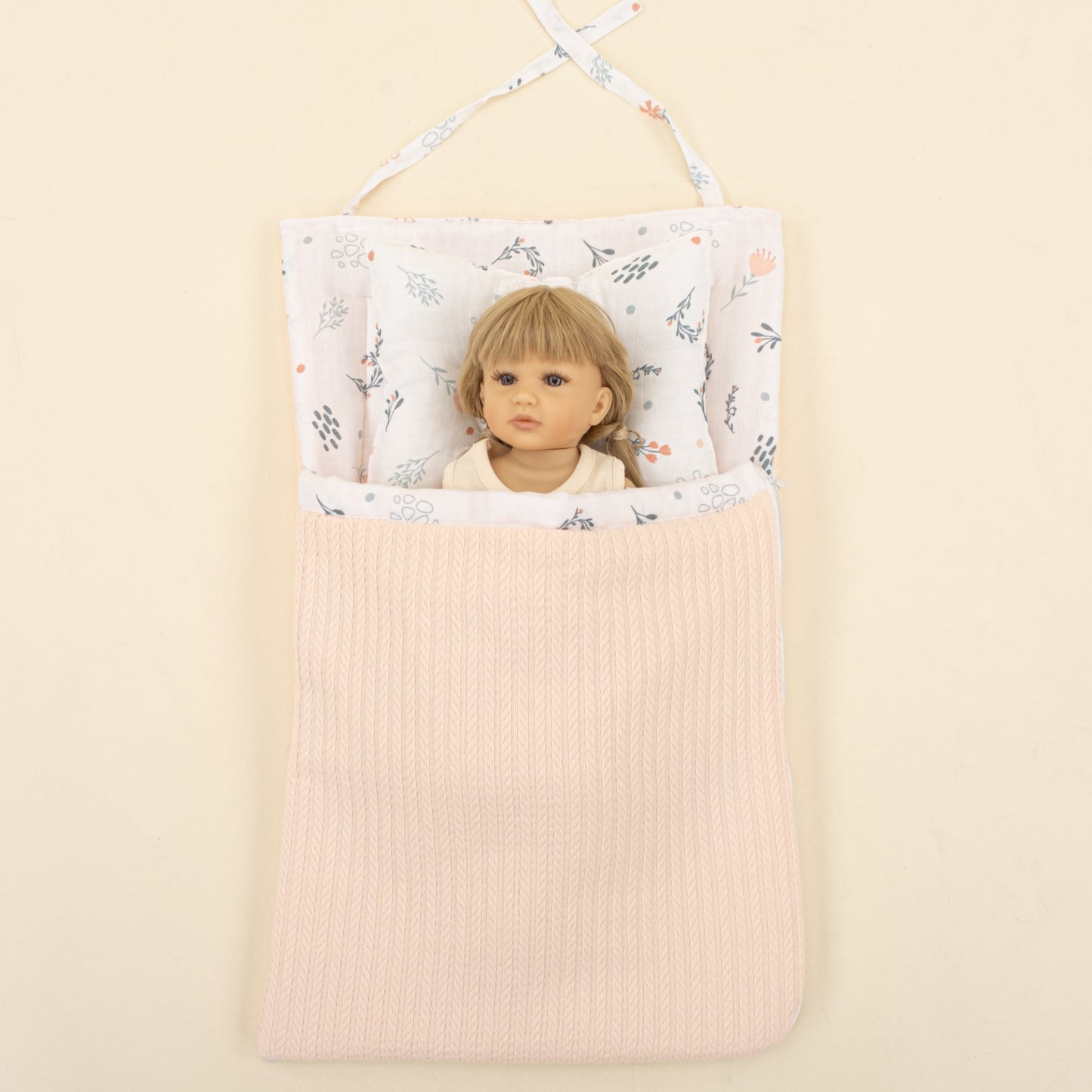 Sleeping Bag and Head Shaping Pillow - Somon Örgü - Yeşil Çiçekler