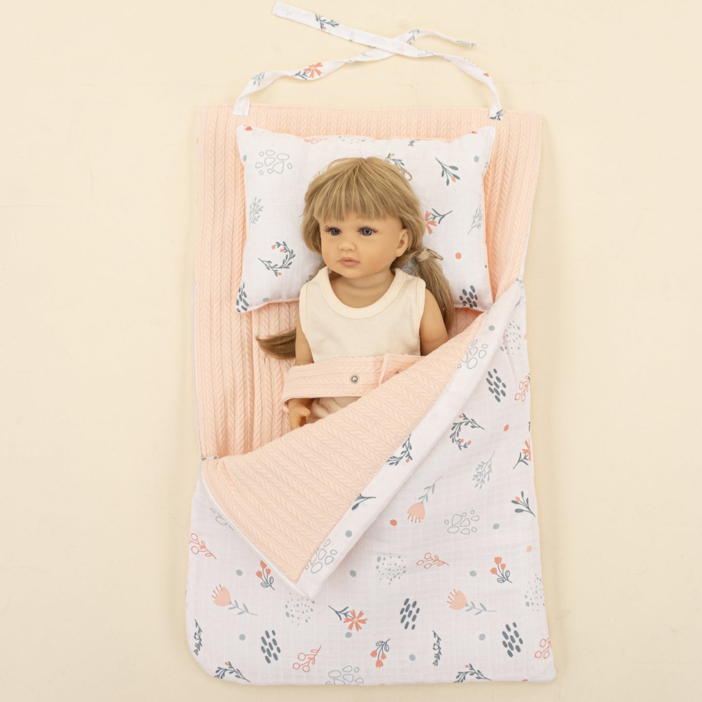 Sleeping Bag and Pillow- Somon Örgü - Yeşil Çiçekler