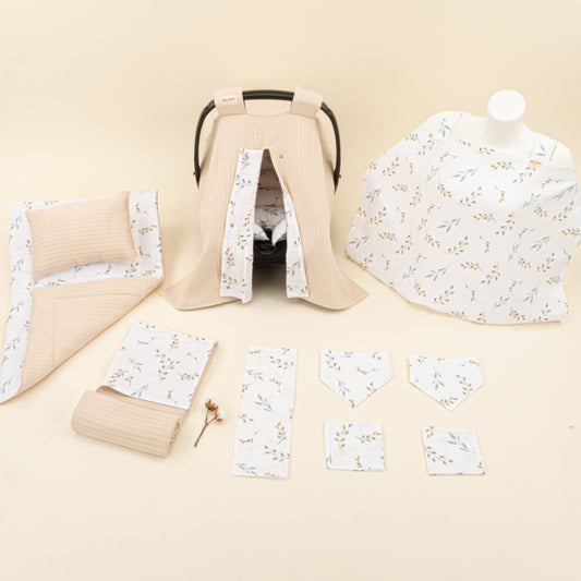 11 Piece - Newborn Sets - Double Sided - Winter - Sütlü Kahve Örgü - Yapraklar