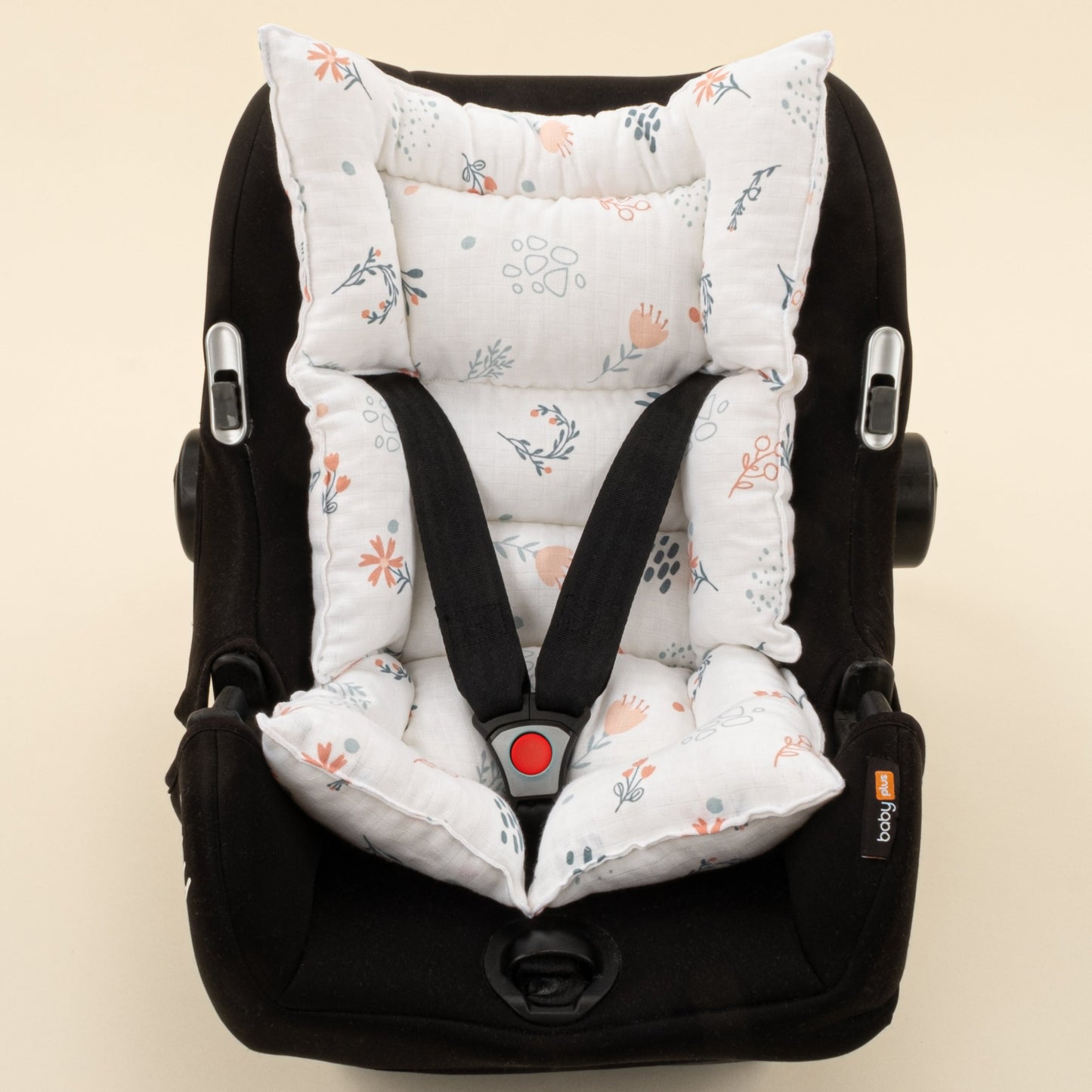 Stroller Cover Set - Double Side - Somon Örgü - Yeşil Çiçekler