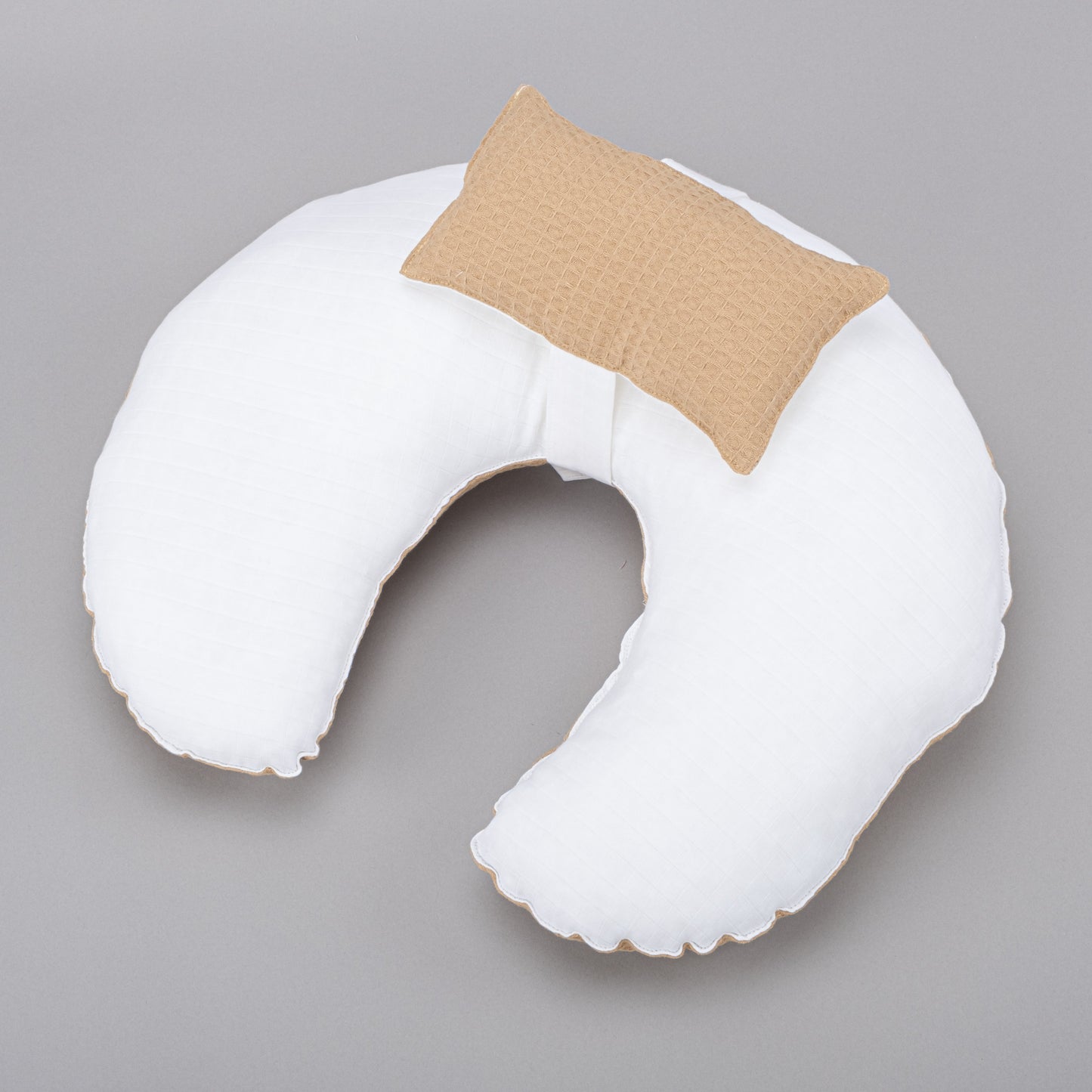 Double Sided Breastfeeding Pillow - Bal Peteği - Beyaz Muslin