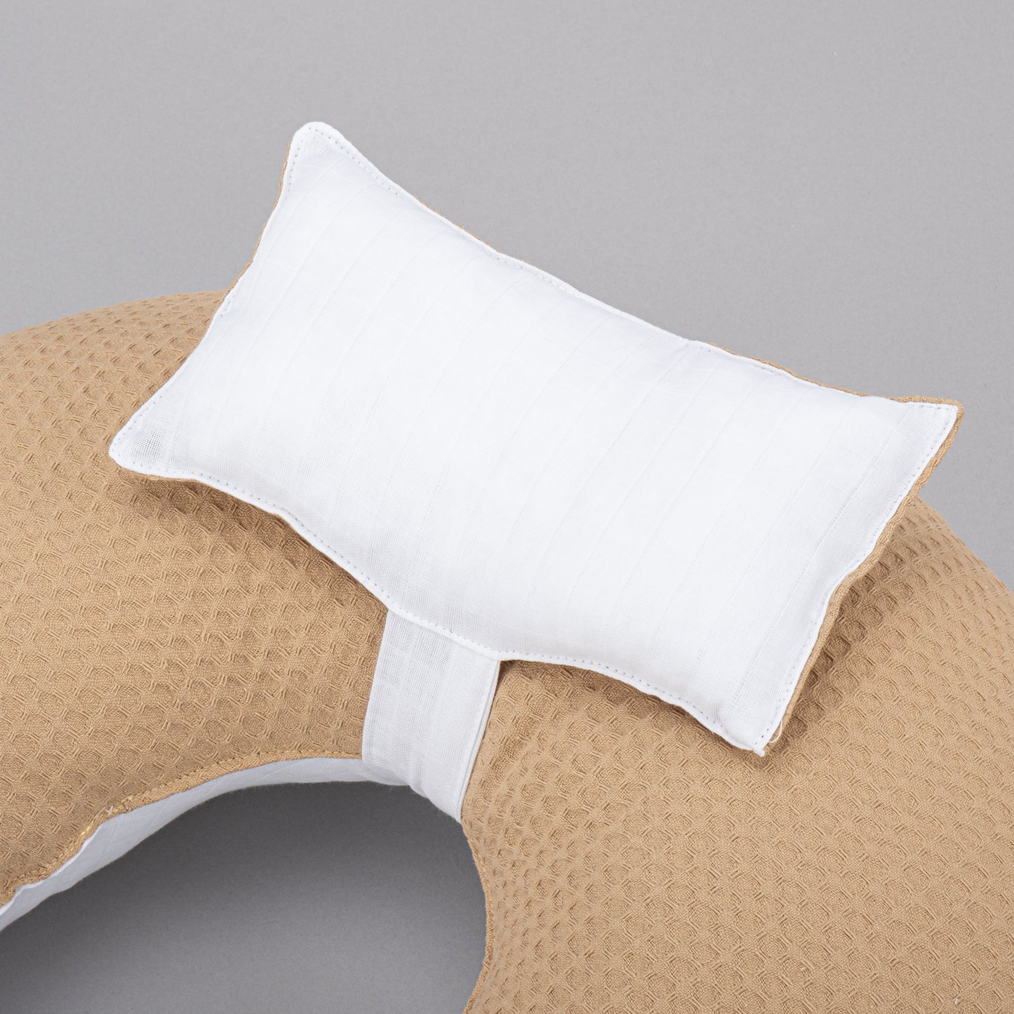 Double Sided Breastfeeding Pillow - Bal Peteği - Beyaz Muslin