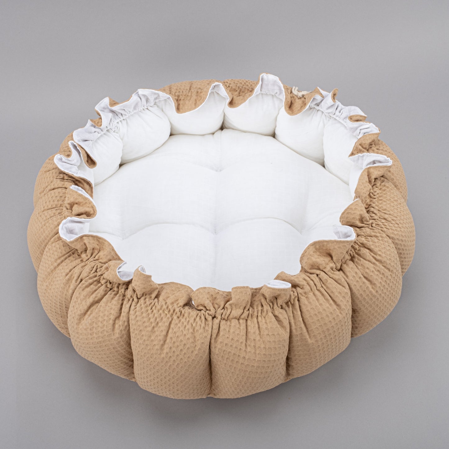 Round Babynest - Çift Taraflı - Bal Peteği - Beyaz Muslin