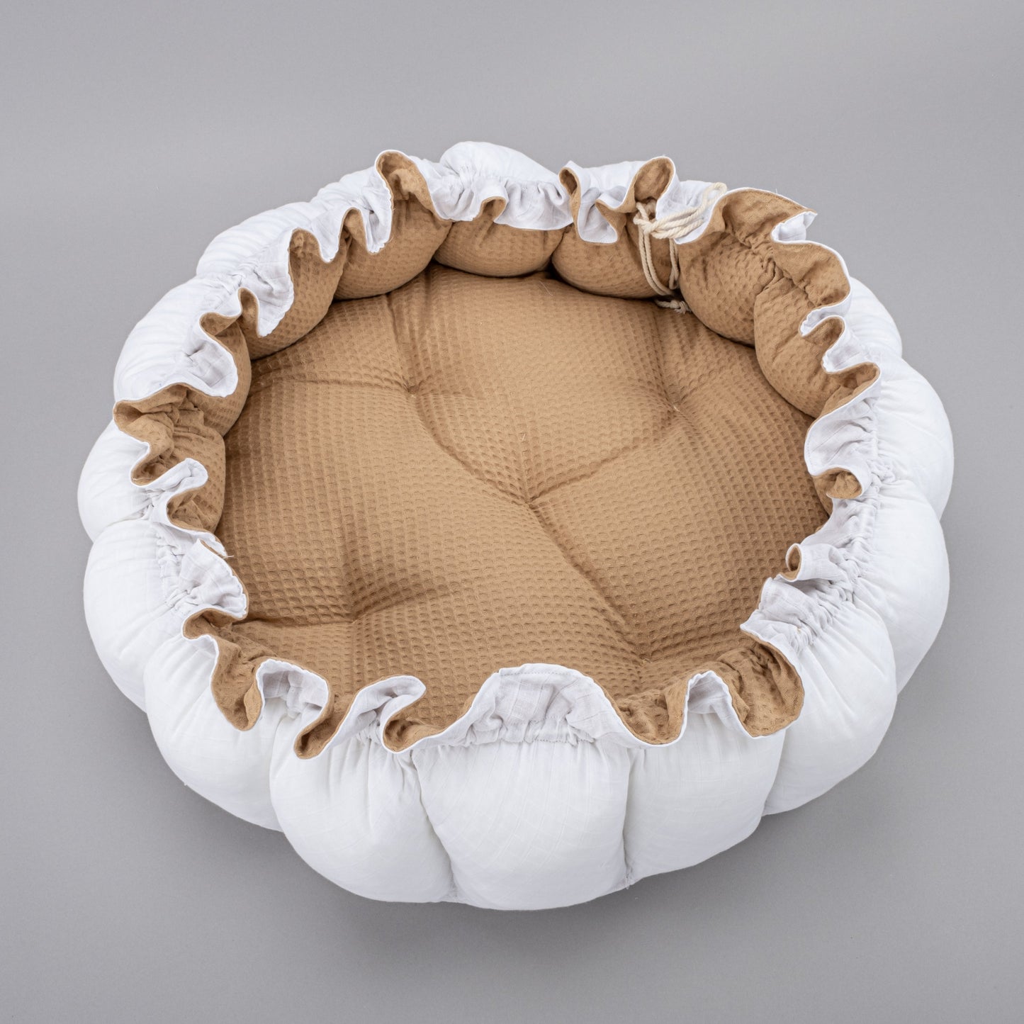 Round Babynest - Çift Taraflı - Bal Peteği - Beyaz Muslin