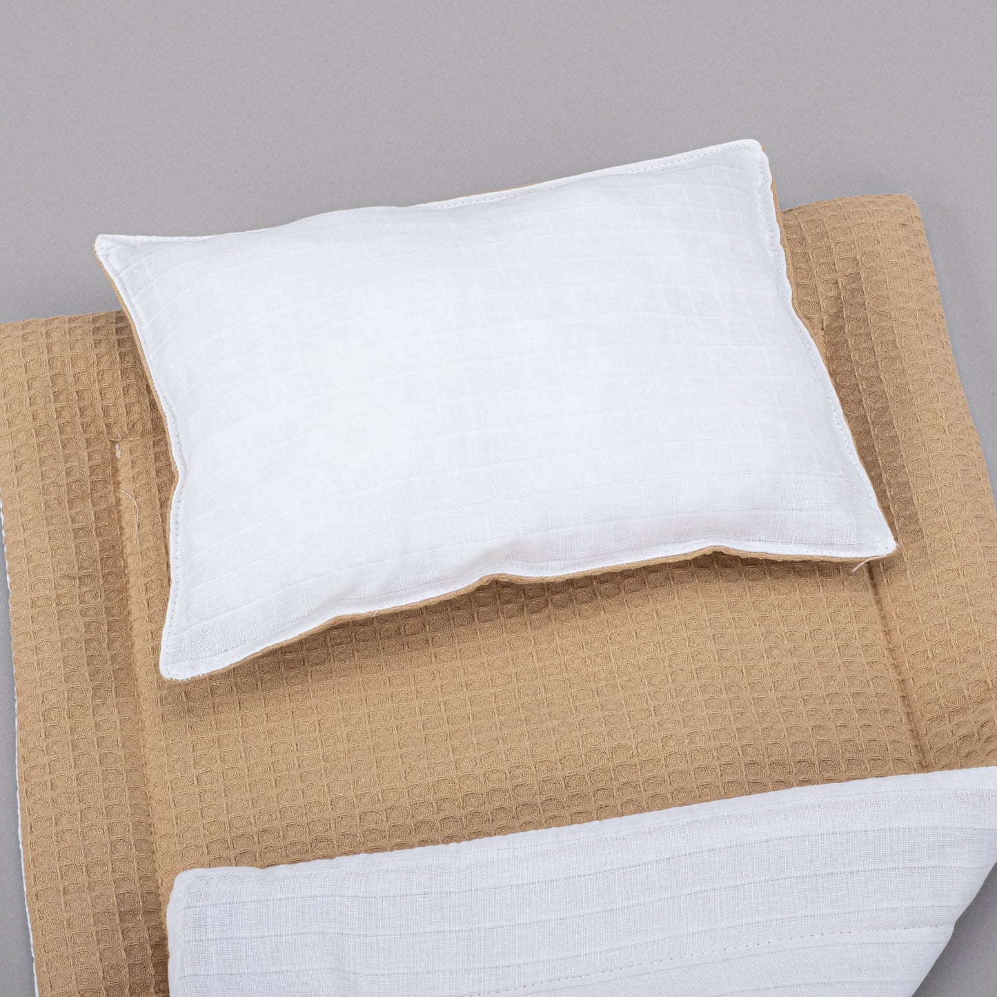 Double Sided Changing Pad and Pillow - Bal Peteği - Beyaz Muslin