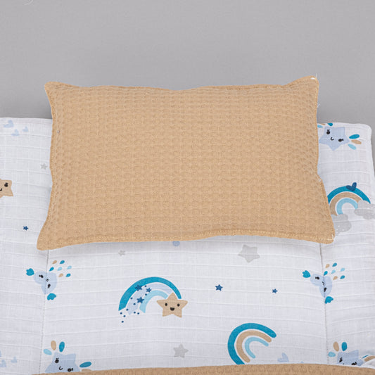 Double Sided Changing Pad and Pillow - Bal Peteği - Mavi Gökkuşağı