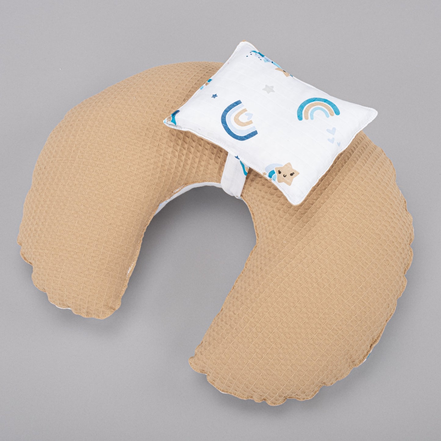 Double Sided Breastfeeding Pillow- Bal Peteği - Mavi Gökkuşağı