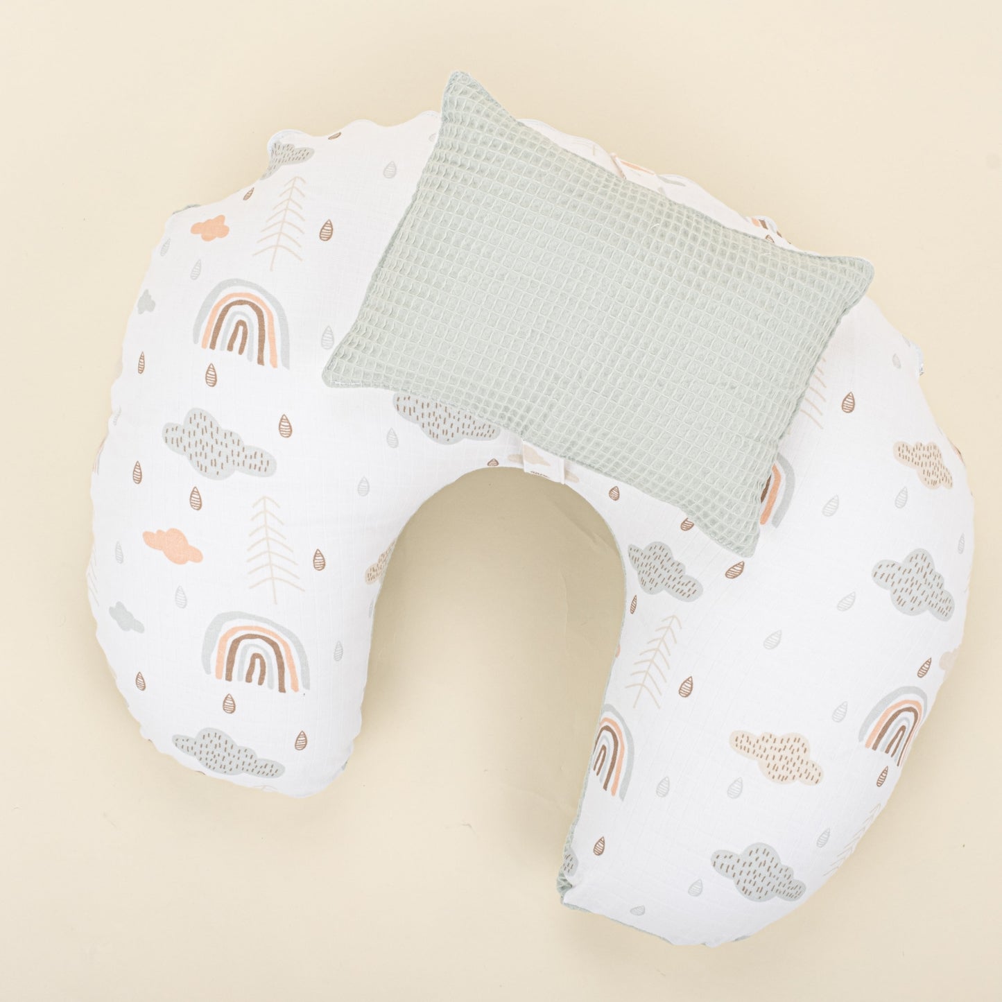 Double Sided Breastfeeding Pillow - Açık Yeşil Petek - Yeşil Gökkuşağı