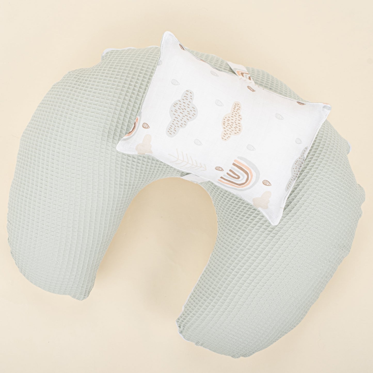 Double Sided Breastfeeding Pillow - Açık Yeşil Petek - Yeşil Gökkuşağı