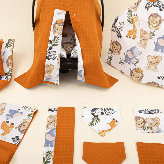 11 Piece - Newborn Sets - Double Sided - Seasonal - Kiremit Muslin - Sevimli Hayvanlar