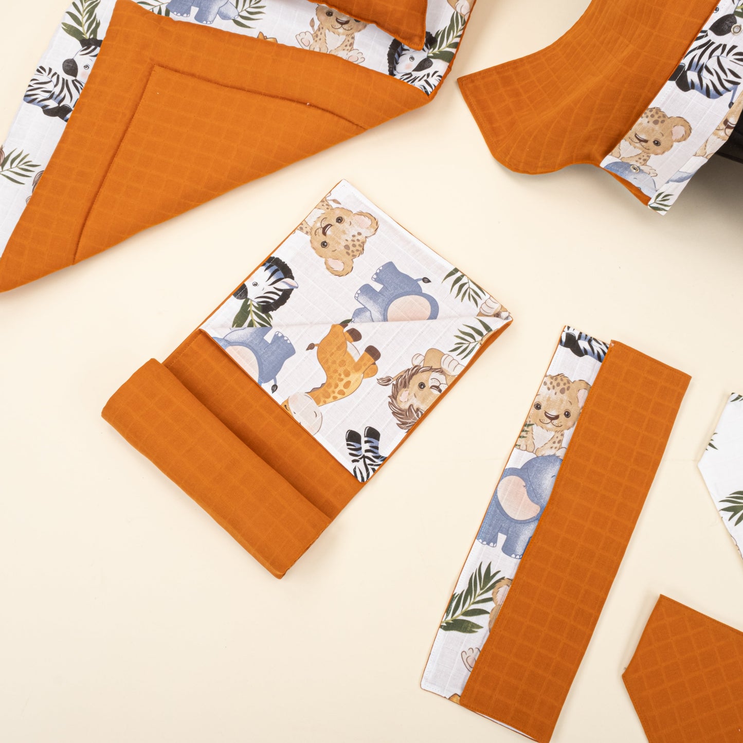 11 Piece - Newborn Sets - Double Sided - Seasonal - Kiremit Muslin - Sevimli Hayvanlar