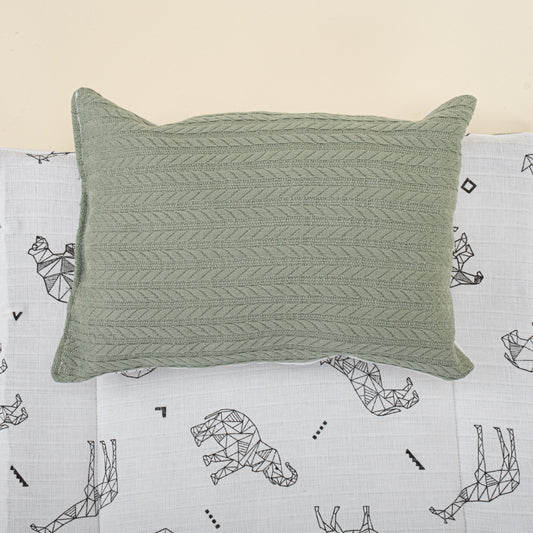 Double Sided Changing Pad and Pillow - Koyu Yeşil Örgü - Kaplan