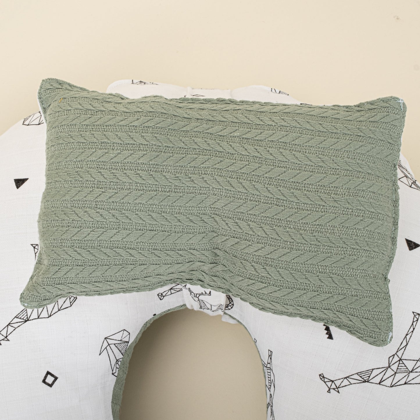 Double Sided Breastfeeding Pillow - Koyu Yeşil Örgü - Kaplan