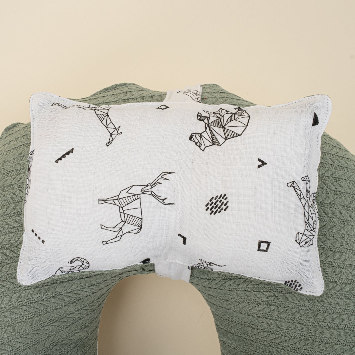 Double Sided Breastfeeding Pillow - Koyu Yeşil Örgü - Kaplan