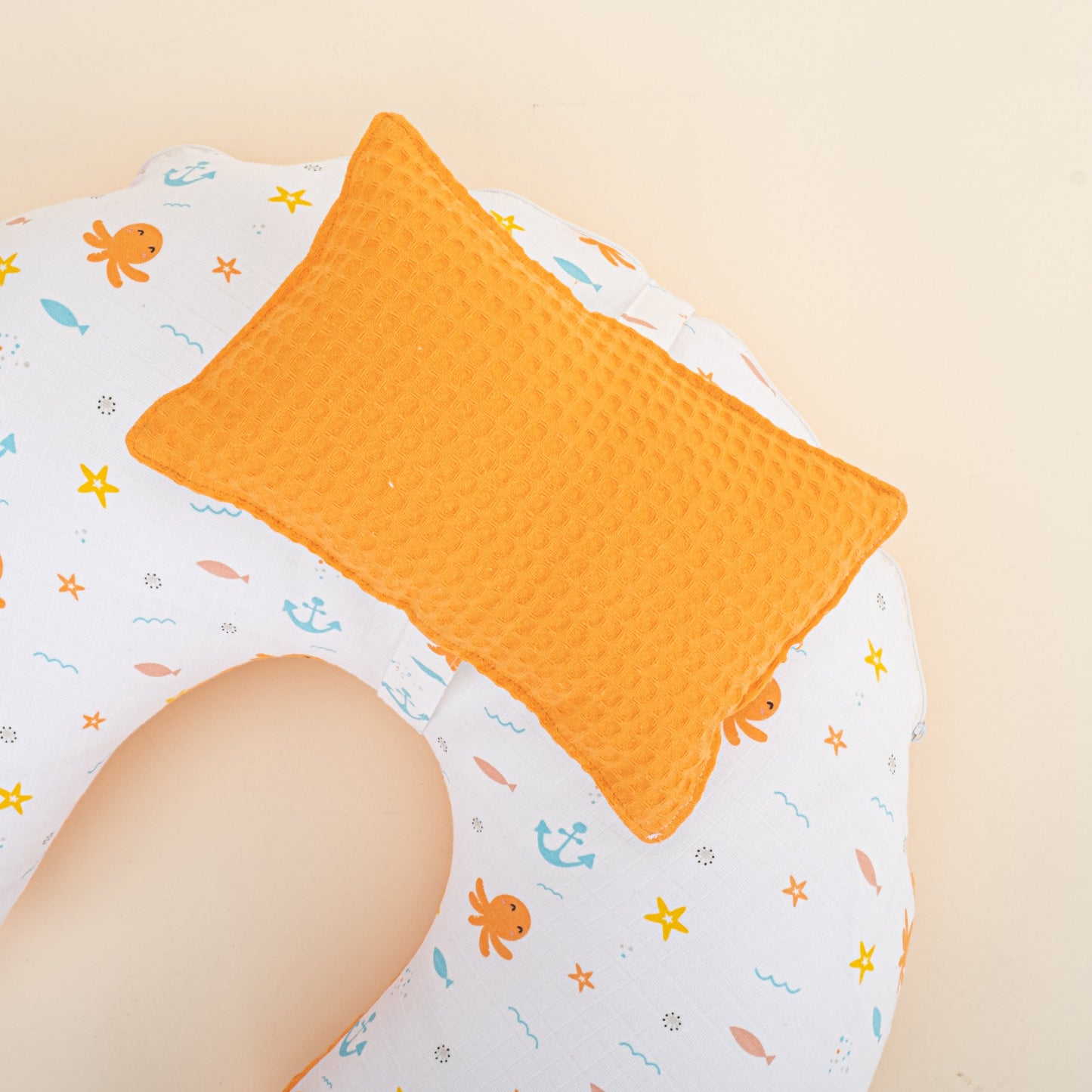 Double Sided Breastfeeding Pillow - Oranj Petek - Ahtapot